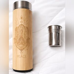 Bamboo Insulated Tea/Fruit Infuser Tumbler Peace And Mandala Engraved Design